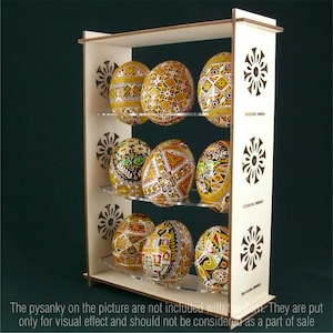 Real plywood and acrylic pysanka display stand for 9 Chicken Easter Egg. Pysanky Gift Pisanki Osterei. A great gift for a collector