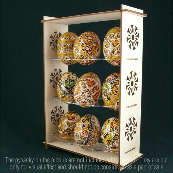 Real plywood and acrylic pysanka display stand for 9 Chicken Easter Egg. Pysanky Gift Pisanki Osterei. A great gift for a collector