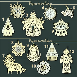Wooden Nativity Set Nativity Christmas Ornament PERSONALIZED Set of 12 Christmas ornaments Holiday Decor Best Gift Ukrainian art Eco Xmas