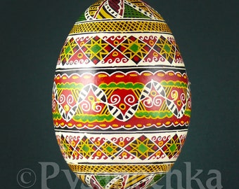 Real Ukrainian Pysanky Goose Pysanka Hand made Hutsul Easter Egg Osterei Pisanka Egg Art. Great gift for a collector any occasion.