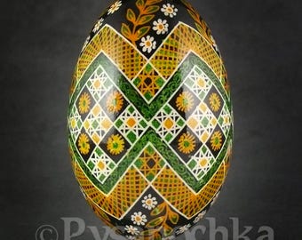 Auténtico huevo de Pascua ucraniano Pysanka de ganso, huevo de Pascua Hutsul hecho a mano, arte en forma de huevo Osterei Pisanka. Un gran regalo para coleccionistas en cualquier ocasión.