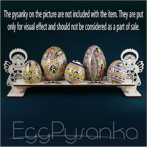 Real plywood pysanka Holder Display stand for 5 Chicken or Goose Easter Egg. Pysanky (Angels). A great gift for a collector