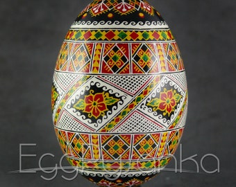 Real Ukrainian Pysanky Goose Pysanka Hand made Hutsul Easter Egg Osterei Pisanka Egg Art. Great gift for a collector any occasion.