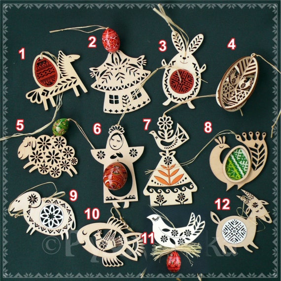 Set of 12 Easter ornaments OR single ornament.Easter tree decor. Ukrainian art. Unique Easter gift. Perfect gift for any occasion