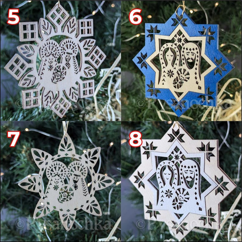 Christmas Nativity Snowflakes Ornaments Wooden Snowflakes Holiday Decor
