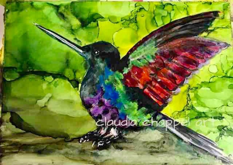 Colorful bird /alcohol ink image 1