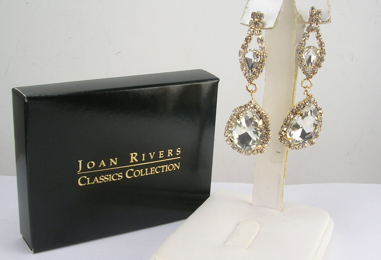 Joan Rivers Double Crystal Drop Earrings w/Original Joan Etsy