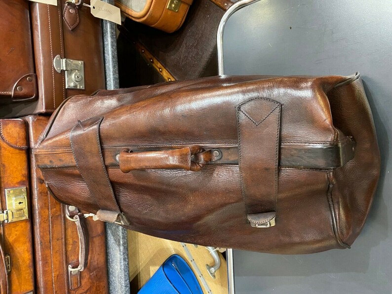 Vintage Leather Motoring Kit Bag Old Car Holdall Bag Keepall Travel Case