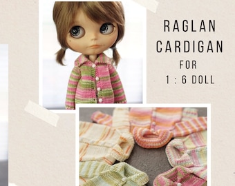 Knitting Pattern | Cardigan for 1/6 doll scale | Blythe and friends