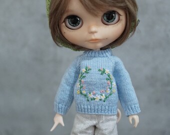 Blythe Sweater | Daisy Flower Wreath Embroidery | Hand-Knitted Sweater