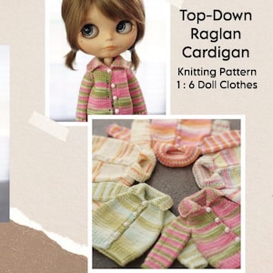 Top Down Raglan Strickjacke für 1:6 Puppe | Obitsu24 | Blythe Strickjacke