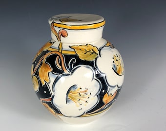 Morning glory floral urn for pet cat dog or keepsake jar