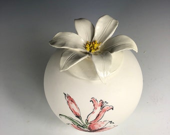 Custom Lilies Pet cremation memorial Urn - keepsake jar