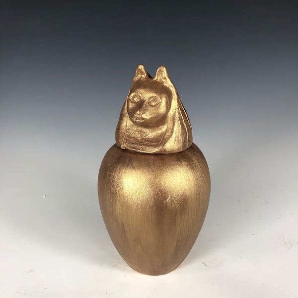 Personalized Egyptian Bastet Canopic pet cat urn