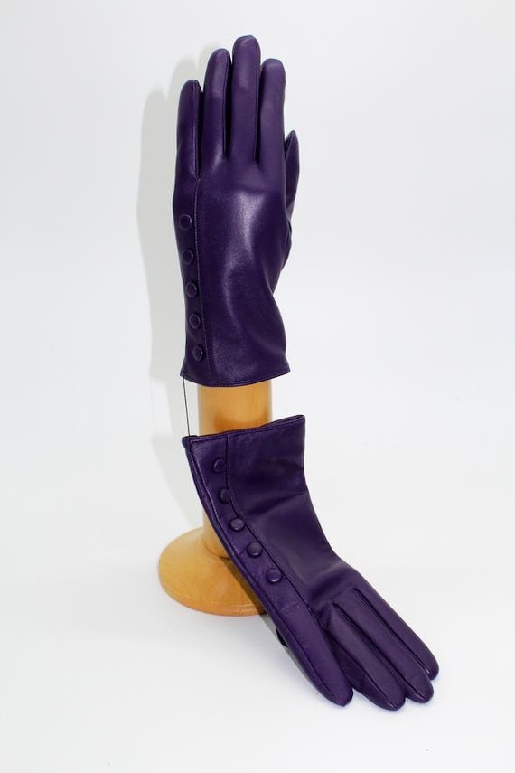 Cashmere Lined Ladies Real Leather Gloves Purple in Colour - Etsy