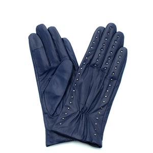 Studded Nappa Leather Gloves with Silk lining