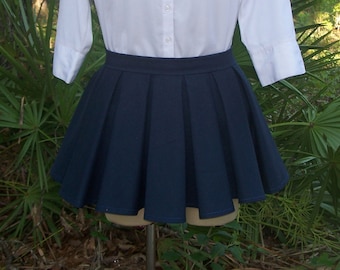 Handmade Box Pleat Mini Skirt - Any Color or Size - Large Full Pleats - Anime Cosplay - Japanese School Uniform Pleated Skirt - Custom Made