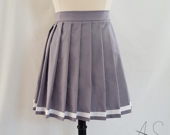 Up to Knee Length Knife Pleat Skirt with Black or White Stripe - Any Size or Color Available from Petite to Plus Size - Lengths 17"-22"