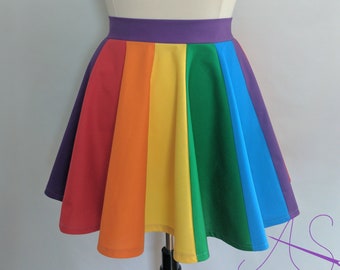 Rainbow Circle Skirt - Custom Skater Skirt in Colors of the Rainbow -  Gay Pride Mini Skirt  - LGBTQ Skirt in Gay Pride Flag Colors