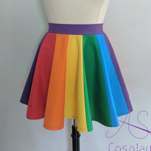 Rainbow Circle Skirt - Custom Skater Skirt in Colors of the Rainbow -  Gay Pride Mini Skirt  - LGBTQ Skirt in Gay Pride Flag Colors