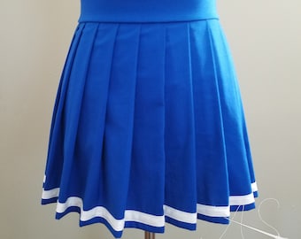 Knife Pleat Skirt with Stripe or Two Stripes - Mini Skirt in Any Colors - Any Size from Petite to Plus Size - Anime School Uniform Skirt