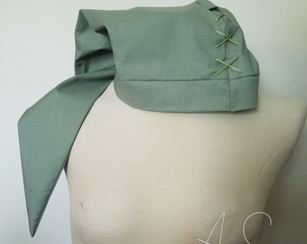 Adult Sized Adventurer Hat  - Embroidered Fabric Hat - Long Pointy Green Hat - Elf Style Green Hat - Gnome / Pixie Green Hat