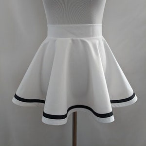 Mini Circle Skirt With Stripe Accent - Any Color with White or Black Stripe - Any Size Skater Skirt - Petite to Plus Size - 12&quot; - 18&quot; Length