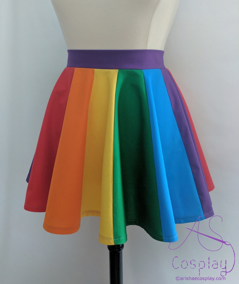 Rainbow Circle Skirt Custom Skater Skirt in Colors of the Etsy