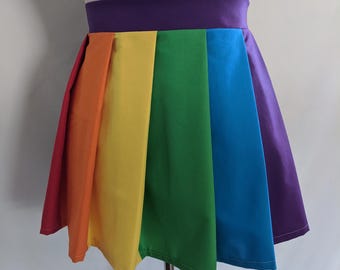Rainbow Pleat Skirt - Pleated Pride Skirt -  Mini Skirt in Gay Pride Flag Colors - LGBTQ - All sizes available - Ask About Longer Lengths