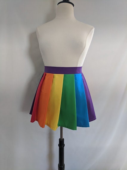 Rainbow Pleated Skirt Etsy