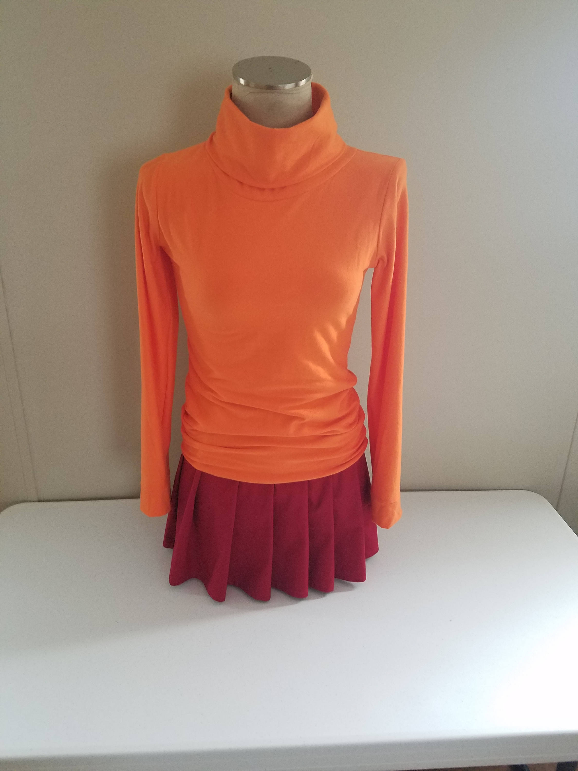 Orange Turtleneck and Red Pleat Mini Skirt Velma Cosplay Etsy