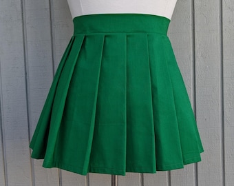 Clover Green Pleat Skirt for Anime School Uniforms, St Patrick's Day or Everyday Wear