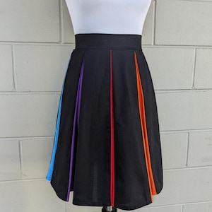 black dress rainbow pleats Torrid Midi Chiffon Pleated Dress Black Rainbow Stripe Size 0 12 large NWT