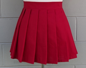 Red Pleated Skirt - Pair with Orange Turtleneck for Halloween Costume or Cosplay - Red Mini Skirt with Pleats