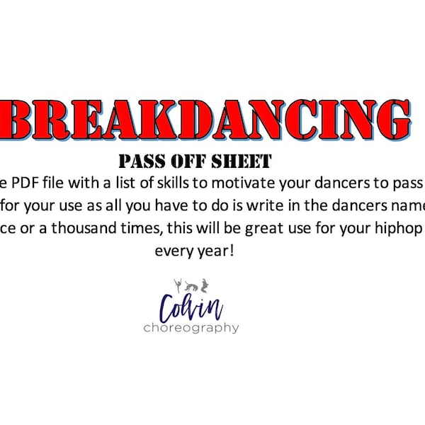 Hiphop - Breakdancing Pass Off Chart