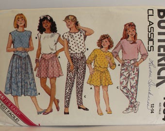Vintage Butterick 4684 Girls skirt, pants, shirt pattern sizes 12-14