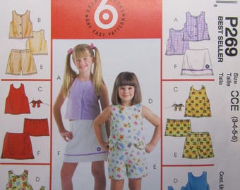 McCalls P269 Child's Top, Short, and Skort Pattern Sizes 3-6