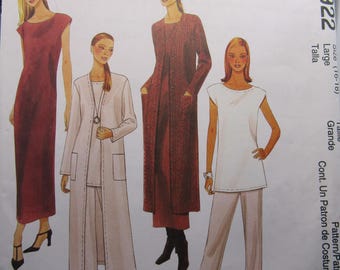 McCalls 2922 Misses duster, dress, tunic, and pants pattern for knit fabric