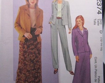McCalls 2374 Misses' unlined jacket, top, skirt and pant pattern