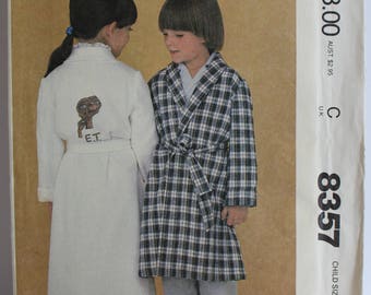 Vintage ET Bathrobe pattern McCalls 8357 Child's size 6X