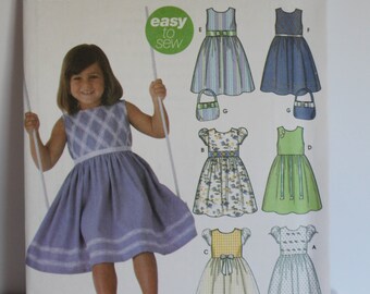 Patrón de vestido y bolso para niñas Simplicity 5223 Tallas 3, 4, 5 y 6