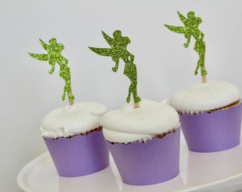 tinker bell cupcake toppers and wrappers tinker bell birthday party decorations tinkerbell party supplies tinkerbell cupcake picks