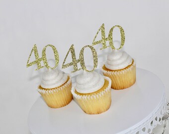 40th Cupcake Toppers Etsy