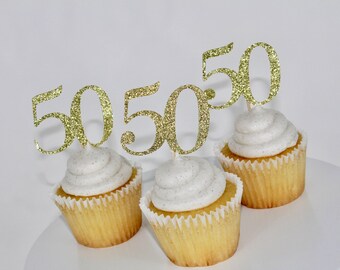 50th Cupcake Toppers Etsy