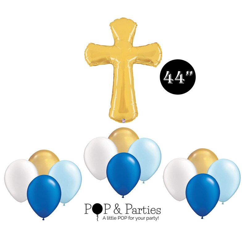 Boy Christening Balloon Bouquet Royal Blue And Gold Etsy