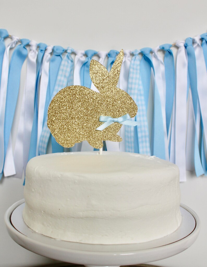 Bunny Birthday Cake Topper Bunny Cake Topper Some Bunny Is Etsy