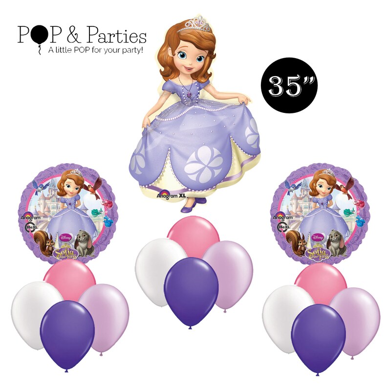 Sofia The First Birthday Party Balloon Bouquet 15 Pc Disney Etsy