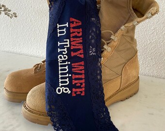 Army Wife In Training custom underwear, authentic Victoria Secret Navy Blue all cotton Cheeky * FAST SHIPPING * Plus Size Options