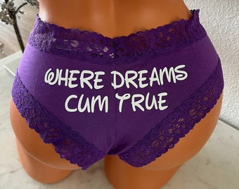 Where Dreams Cum True Victoria Secret Purple All Cotton Cheeky Panty * FAST SHIPPING * Cotton Anniversary, Christmas Gift