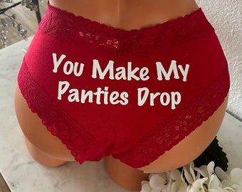 You Make My Panties Drop Victoria's Secret red all cotton cheeky panties FAST SHIPPING anniversary panties birthday panties boudoir shoot